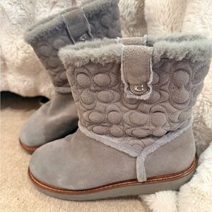 Coach Gray Ankle Boots with Quilted Design